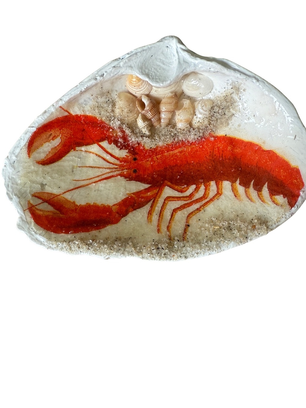 Handmade Red Lobster Shell Art - Coastal Home Decor